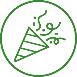 Ein Icon mit Partyhütchen